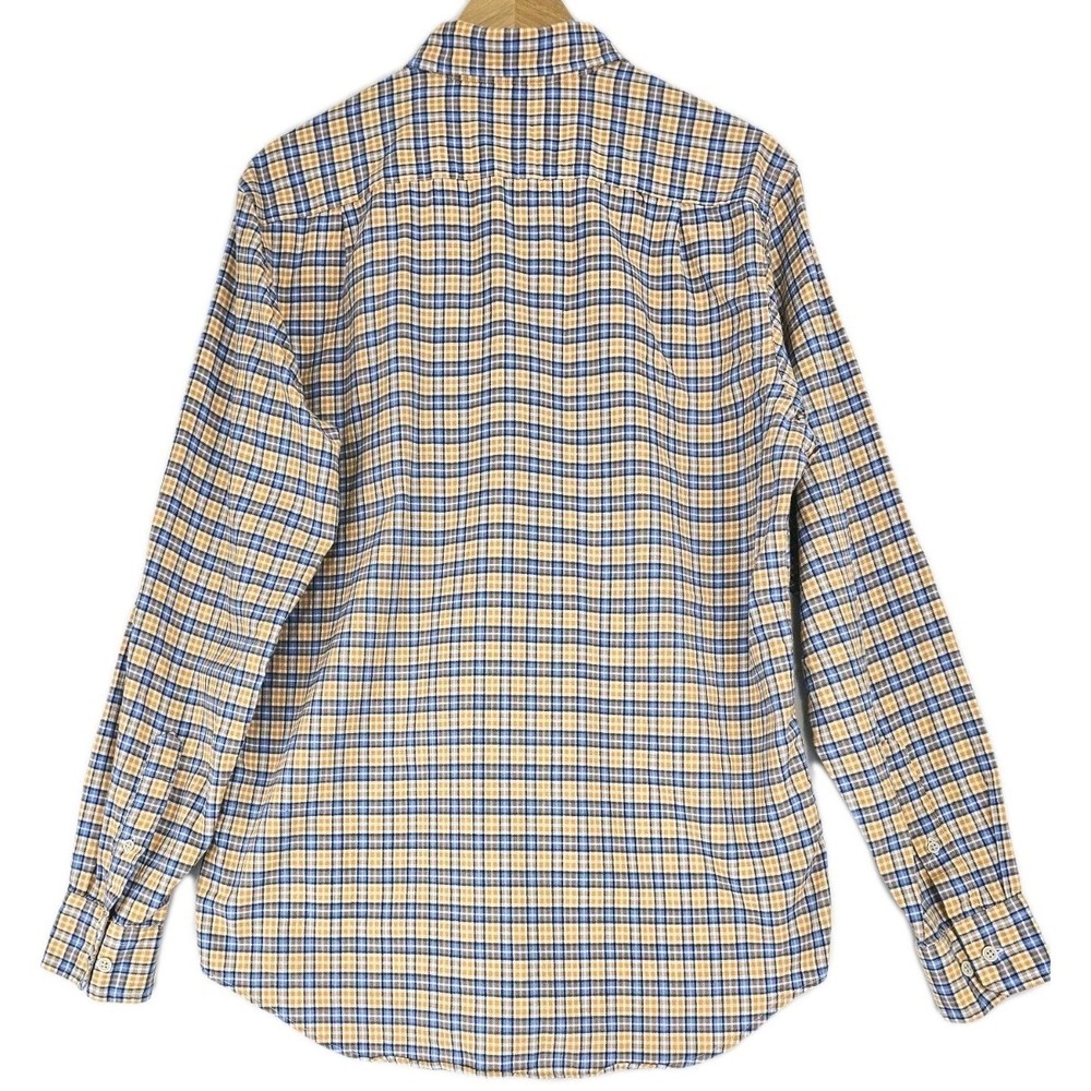 Nautica Classic Fit Mens M Orange Blue Plaid Button Up Long Sleeve Dress Shirt - Picture 2 of 7